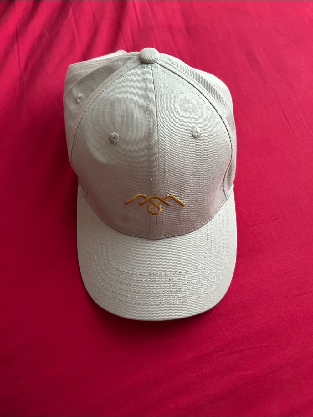 Beige Baseball Cap with Gold Embroidered Logo